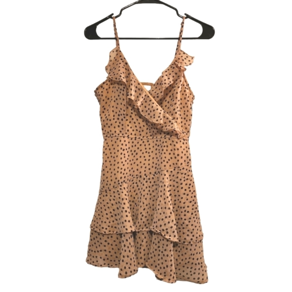 New Japna Tan Colored Polka Dot Romper Dress size M Spring Summer - Picture 2 of 9